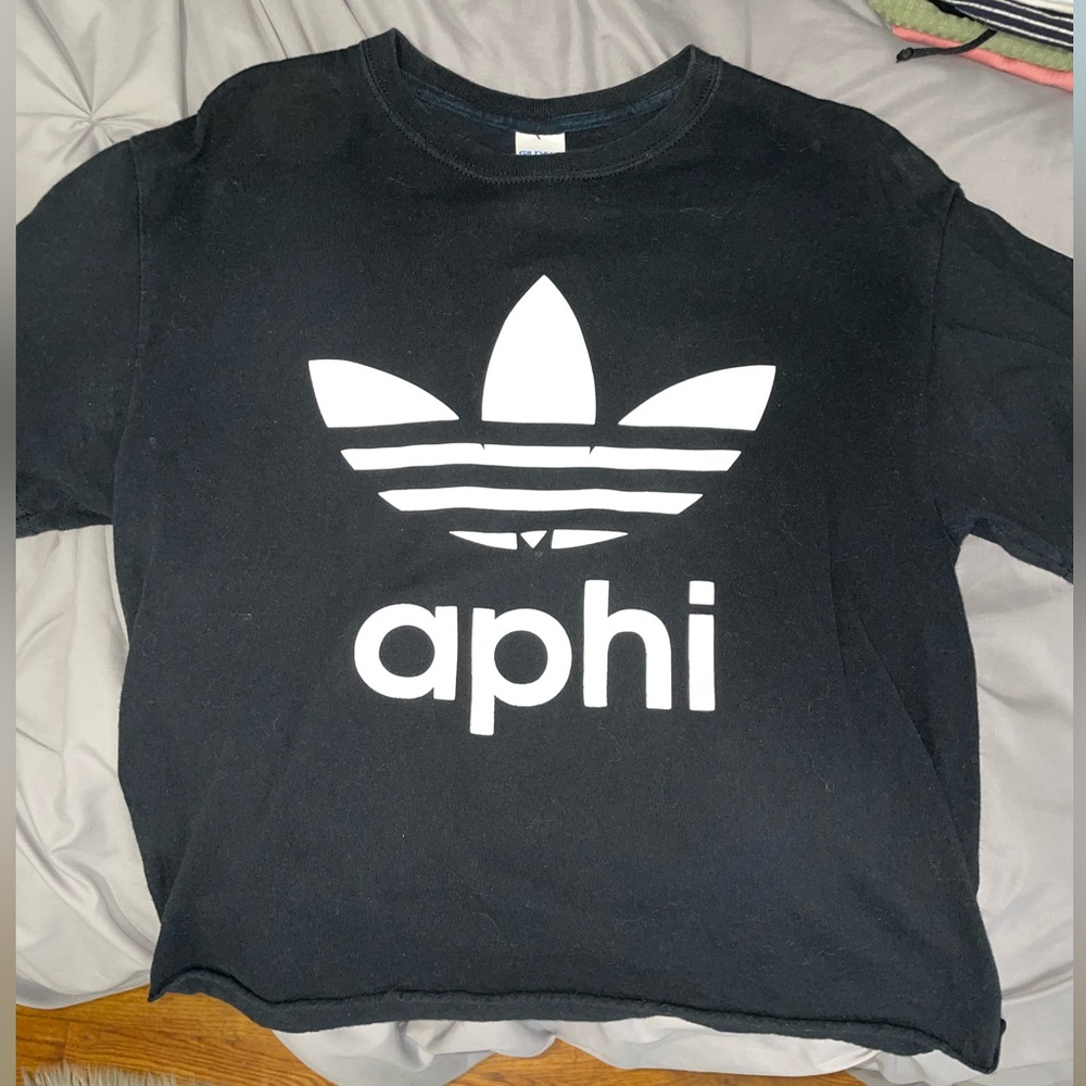 aphi “adidas” black and white t shirt